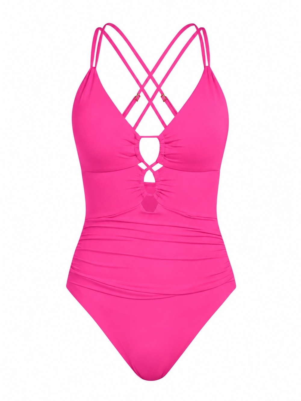 La Blanca Women’s Multi Strap Underwire One Piece Swimsuit-Bright Pink,US 12.R9C
